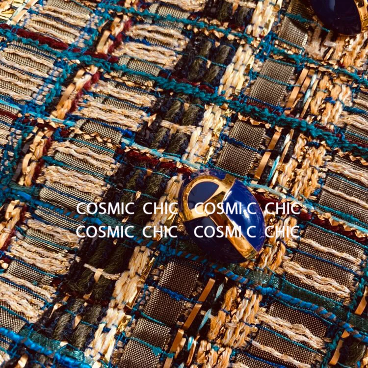Cosmicchic Осень Женская подиумная Роскошная твидовая куртка золотая линия двубортная Лоскутная винтажная куртка элегантные куртки туника