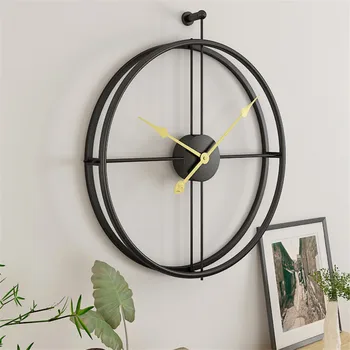 

Wrought Lron Wall Clock Home Decoration Office Living room Large Wall Clocks Mounted Mute Watch European Modern Hanging Watches
