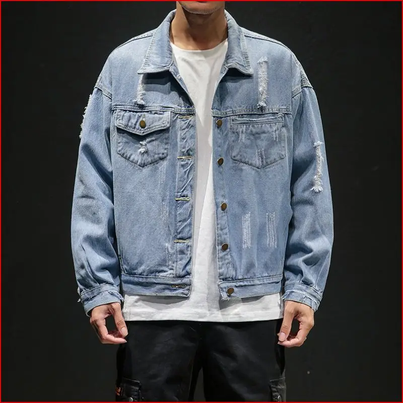 Мужская джинсовая куртка, мужская повседневная куртка-бомбер, Мужская Высококачественная винтажная джинсовая куртка, пальто, уличная одежда, Chaqueta Hombre M-5XL