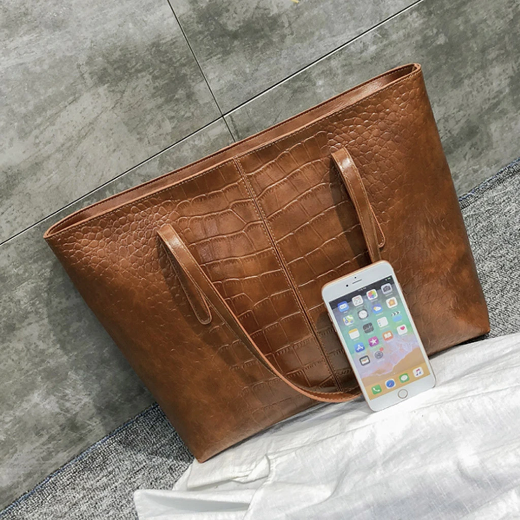 High-Quality Luxury Crocodile Handbag Women Retro Leisure Large Shoulder Bag Female Causal Totes Simple Shopping Handbag 904