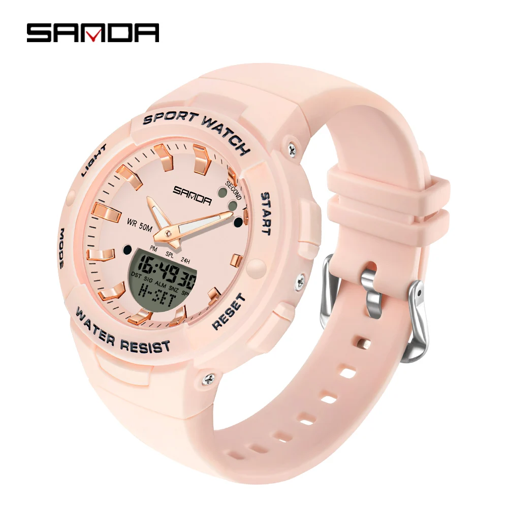 Sanda New Luxury Fashion Women Sport Watch Military Waterproof Multifunctional Led Digital Quartz Relogio Feminino 6005