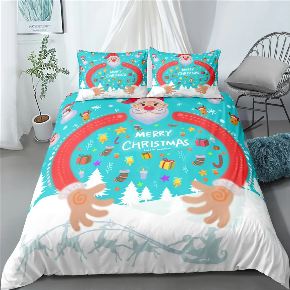 Santa Claus 3D Printed Bedding Set Christmas Home Decor Duvet Cover Set 2 3Pcs High Quality