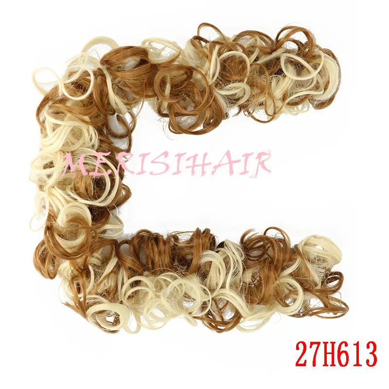 Синтетический женский кудрявый пучок шиньон эластичная лента на заколках для наращивания волос черный коричневый высокотемпературные волокна поддельные волосы - Цвет: 27H613