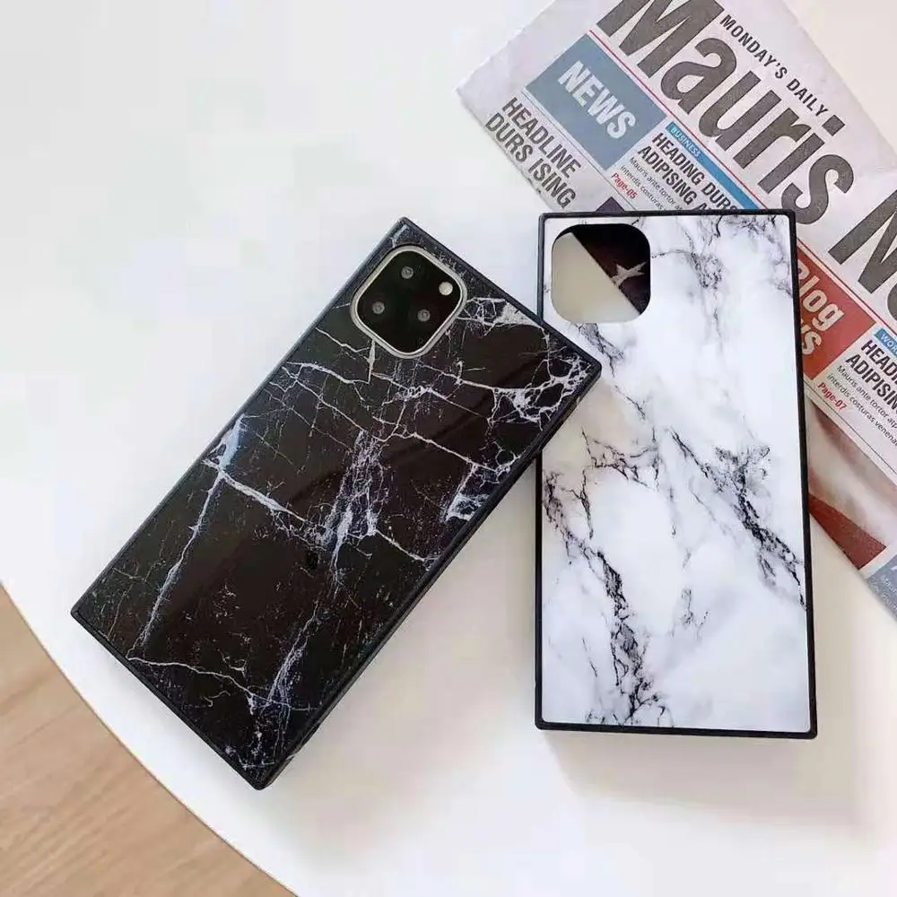 

for iPhone 11 Pro Max 11Pro 11XS Max 7 8 6 6s Plus Case Marble Glass Square Hard Back Case Cover for iPhone 11 Shockproof Funda