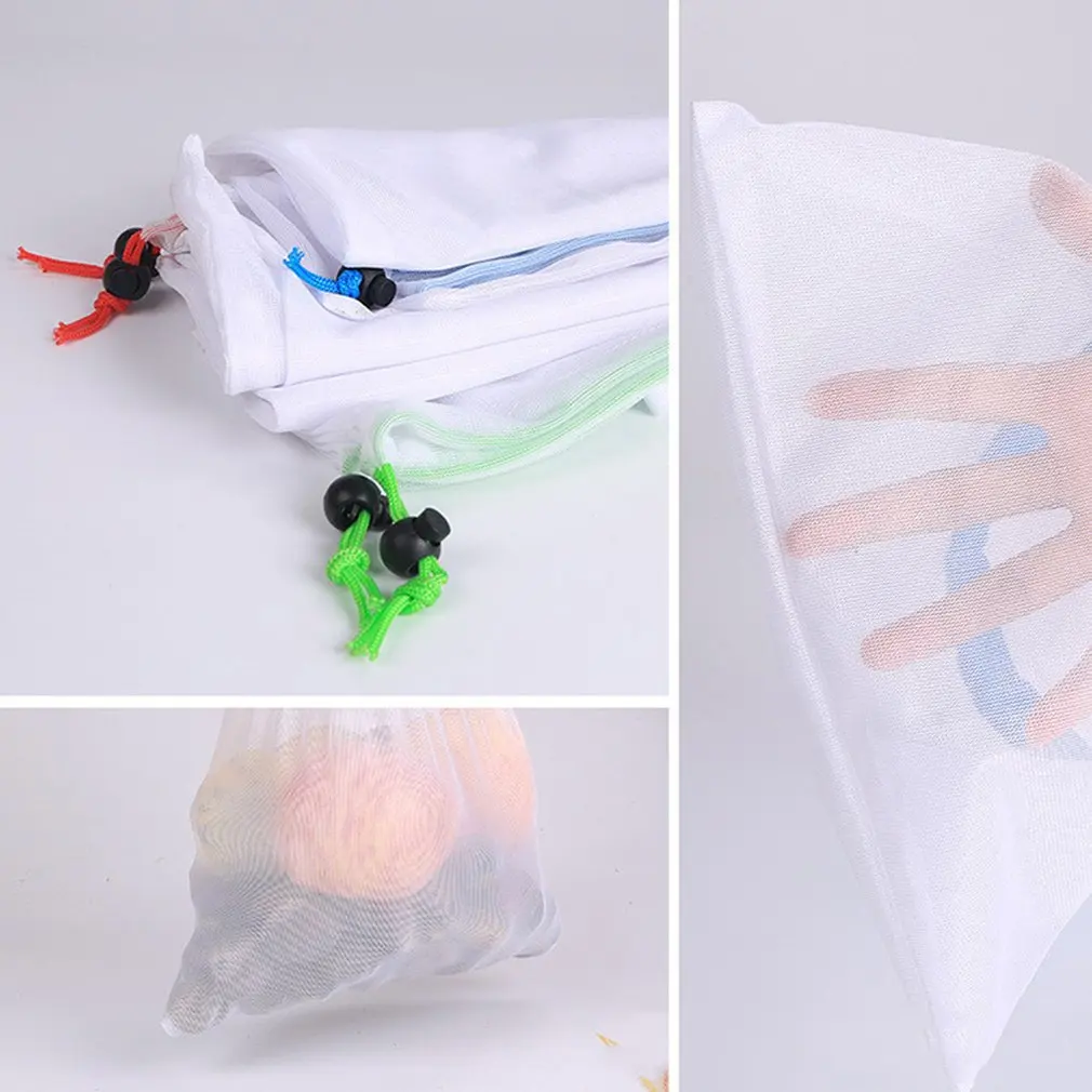 15Pcs/12Pcs Reusable Mesh Produce Bags Cotton Net Bag Washable Eco-Friendly Vegetable Toy Mesh Bag Grocery Storage