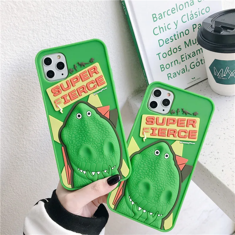 3D Cartoon Lifelike Dinosaur Phone Case for iPhone 14 Pro Max 13 12 11 XR XS X 8 7 6 Plus Soft Silicone Shockproof Cover