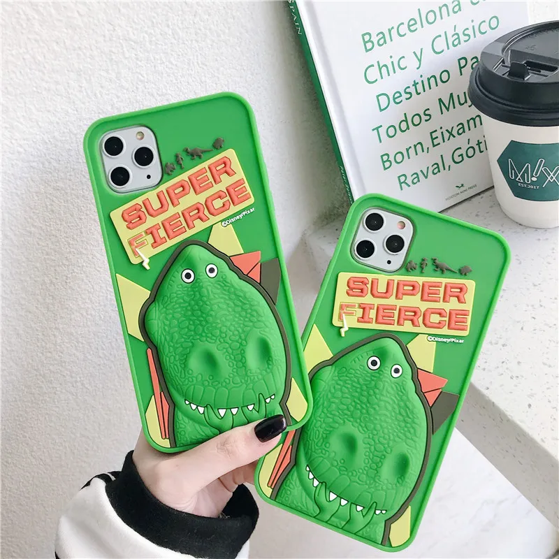 3d Cartoon Levensechte Dinosaurus Telefoonhoes Voor Iphone 14 Pro Max 13 12 11 Zachte Siliconen Schokbestendige Hoes