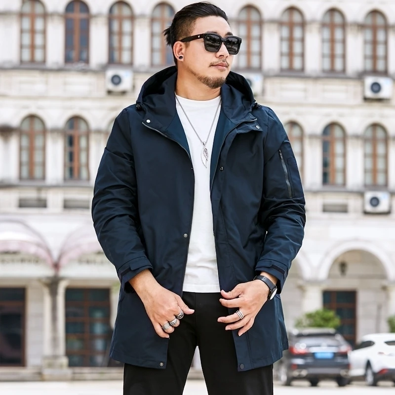 Большой плюс размер 8xl 7xl весна осень Мужская модная верхняя одежда ветровка мужские куртки с капюшоном высококачественное повседневное спортивное пальто