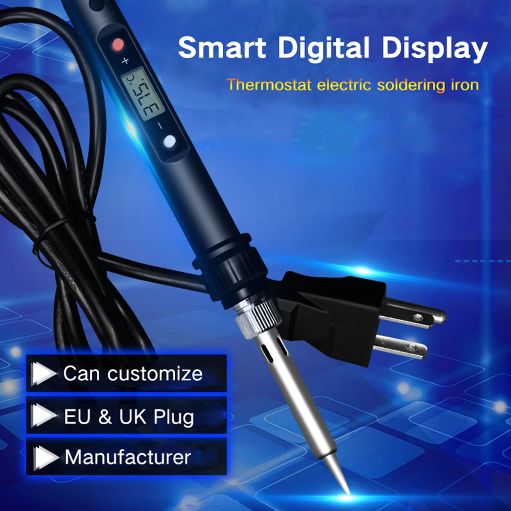Kopen 60W Intelligente LED Digitale Display Elektrische Soldeerbout Lassen Rework Station Reparatie Tools Gelijkmatig Verwarmd Snelle Verwarming