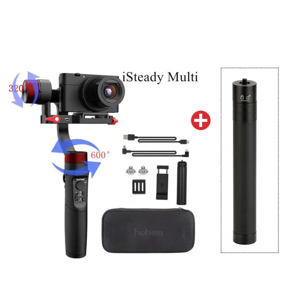 With Extension Pole Hohem iSteady мульти 3 оси ручной карданный стабилизатор для цифровой камеры GoPro Hero 8 7 6 5 Osmo экшн Yi Cam SJCam смартфонов - Цвет: With Extension Pole