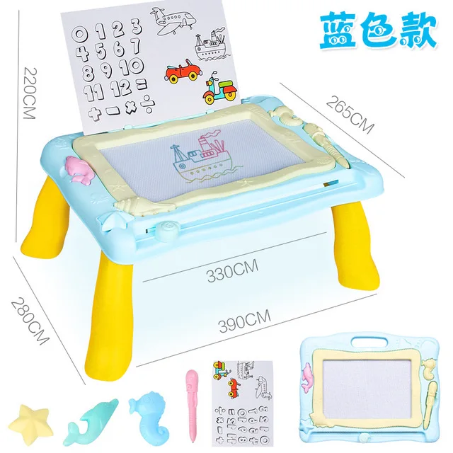 blue sketchpad table Магнитная доска для рисования эскиз коврик каракули письмо живопись граффити искусство обучения детей раннего образования головоломки игрушки для детей - Цвет: blue sketchpad table