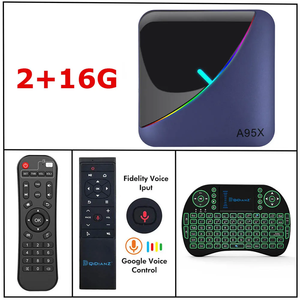 A95X F3 Amlogic S905X3 RGB светильник ТВ приставка Android 9,0 8K 60fps Wifi медиаплеер A95XF3 - Цвет: 2G16G I8 MT12
