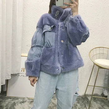 

Women New 2020 Winter Real Fur Coat Female Sheep Shearling White Duck Down Jacket Ladies Thick Warm Sheep Fur Down Parkas L862