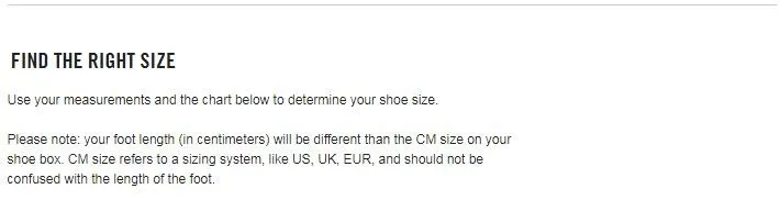 kids shoes size guide