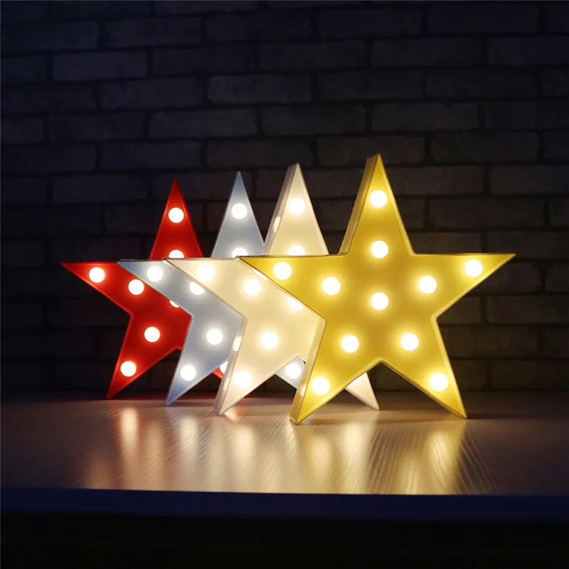 

INS Hot Selling LED Cute Five-pointed Star Modeling Lamp CHILDREN'S Room Decorative Lights Letter Wall Hanger Small Night Lamp
