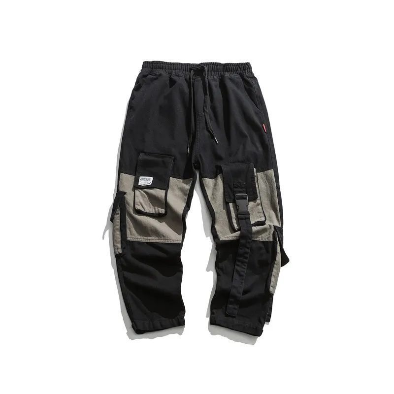 

Yi dao Vintage Winter New Style Multi-pockets Contrast Color Joint Ribbon Bib Overall Japanese-style Trend Casual Straight-leg P