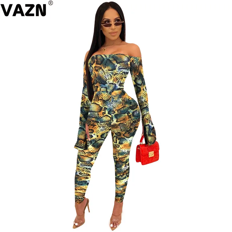 Green VAZN с вырезом лодочкой красочные новые горячие модные уличные Комбинезоны повседневные бодикон сексуальные длинные брюки тонкий длинный комбинезон - Color: Green