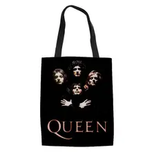 HaoYun Модные женские льняные сумки Горячая Королева группа шаблон сумка для покупок девушки сумки дамы Прохладный группа дизайн холщовые льняные сумки