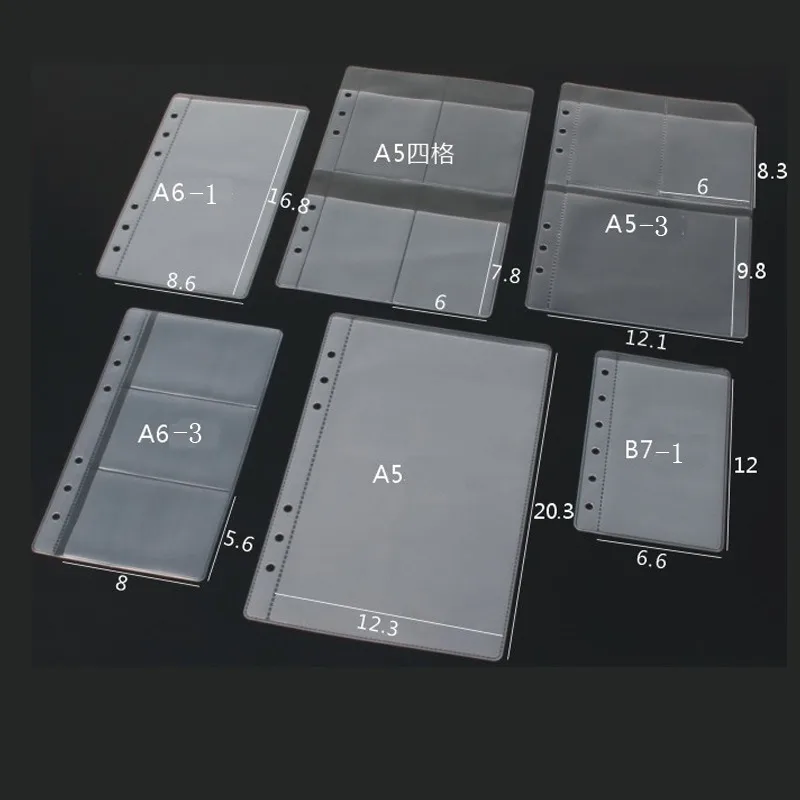 A4/A5/A6/A7/B7 Thick 6-hole transparent information Bags loose-leaf Storage Bag card Bag DIY Loose-leaf Accessories Pouche 10pcs file bag office folder binder folder