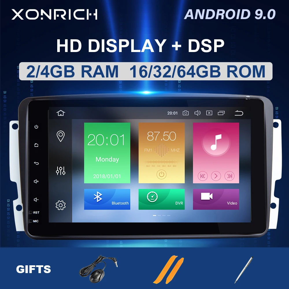 Автомобильный мультимедийный плеер 64 Гб DSP 2 Din Android 10 для Mercedes Benz CLK W209 W463 W208 DVD GPS