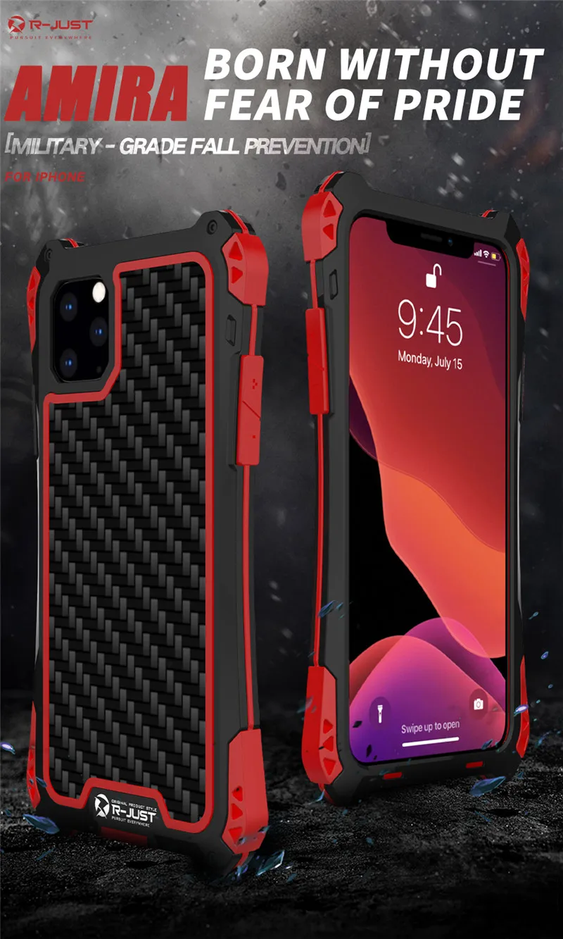 R-JUST металлический чехол для телефона Amira для Iphone 11 Pro XS XR XS Max 8 7 6s plus грязеотталкивающий/антидетонационный с подарочными инструментами для установки