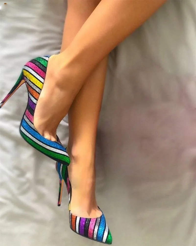 Sexy Multi-color Sequined Wedding Shoes 
