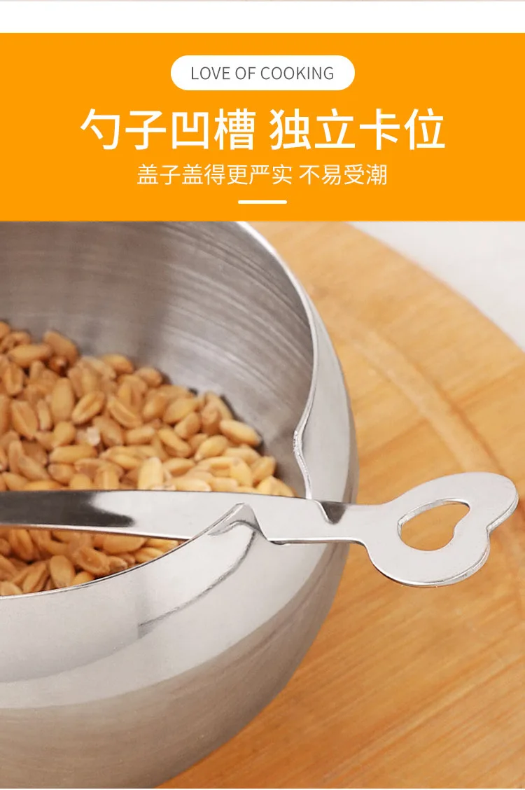 304 Stainless Steel Seasoning Containers with Spoon Tray Four-piece Set-Visual Transparent Tempered Glass Cover Seasoning Contai