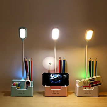 

Rechargeable Touch Dimmer Led Desk Lamp with Multifunctional Base USB Power Output Study Bedside Light Table Lamps for Children