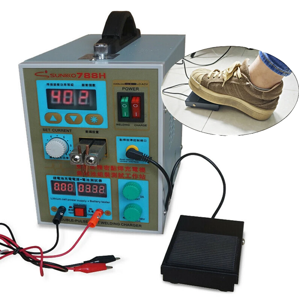 US $89.25 SUNKKO 788H 15kw Spot Welder LED Light Lithium Battery Pulse Spot Welding Machine Test USB Charging For 18650 Battery Weldering