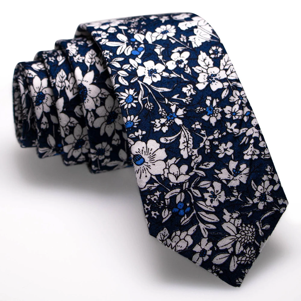 Cotton Print Necktie Men Fashion Classical 6cm Casual Floral Slim Skinny Ties 