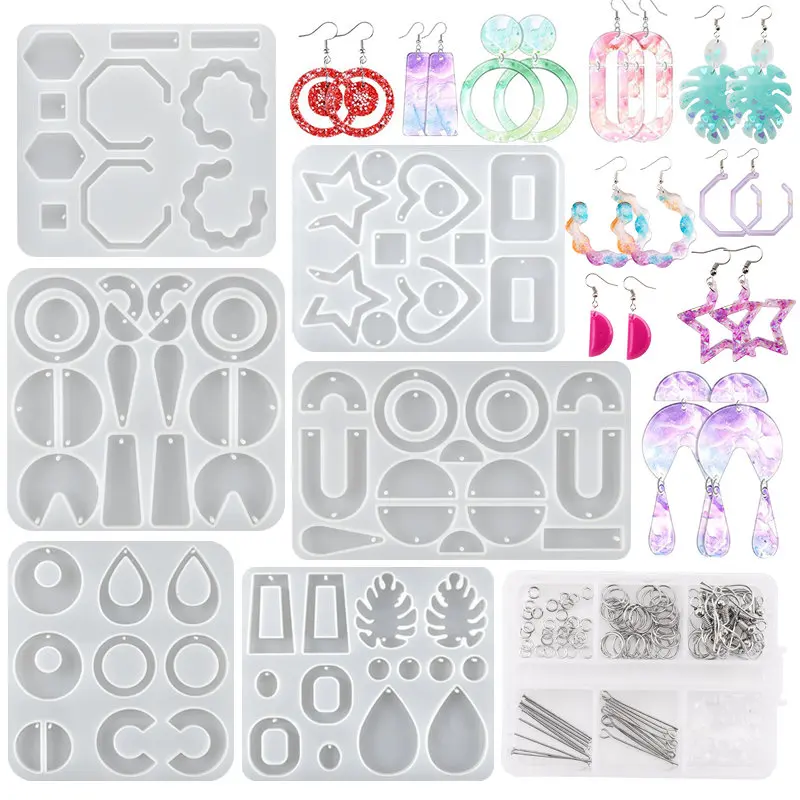 Silicone Earring Mold Kit Epoxy Resin Mold Kit With Jewelry Accessories For  Women Earring Making Pendant DIY Jewelry Findings