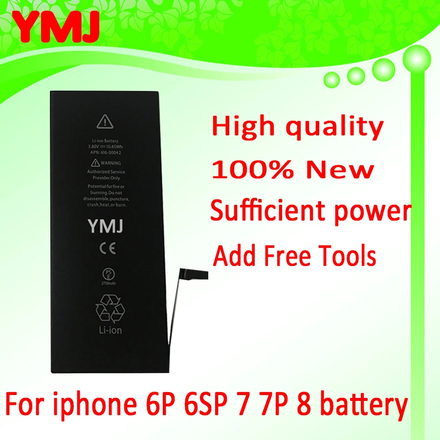 

YMJ 1 Piece Brand New AAAAA Quality Phone Battery for iPhone 6P 6SP 7 7P 8 Real CapacityZero Cycle Free Tool Sticker Kit