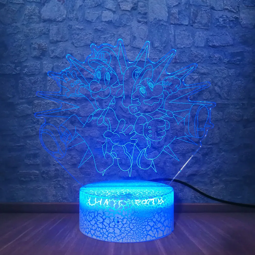 Прямая Led ночник игра Супер Марио Настольная 3d лампа 7 красочных изменений крутой подарок для детей Детская Спальня украшение