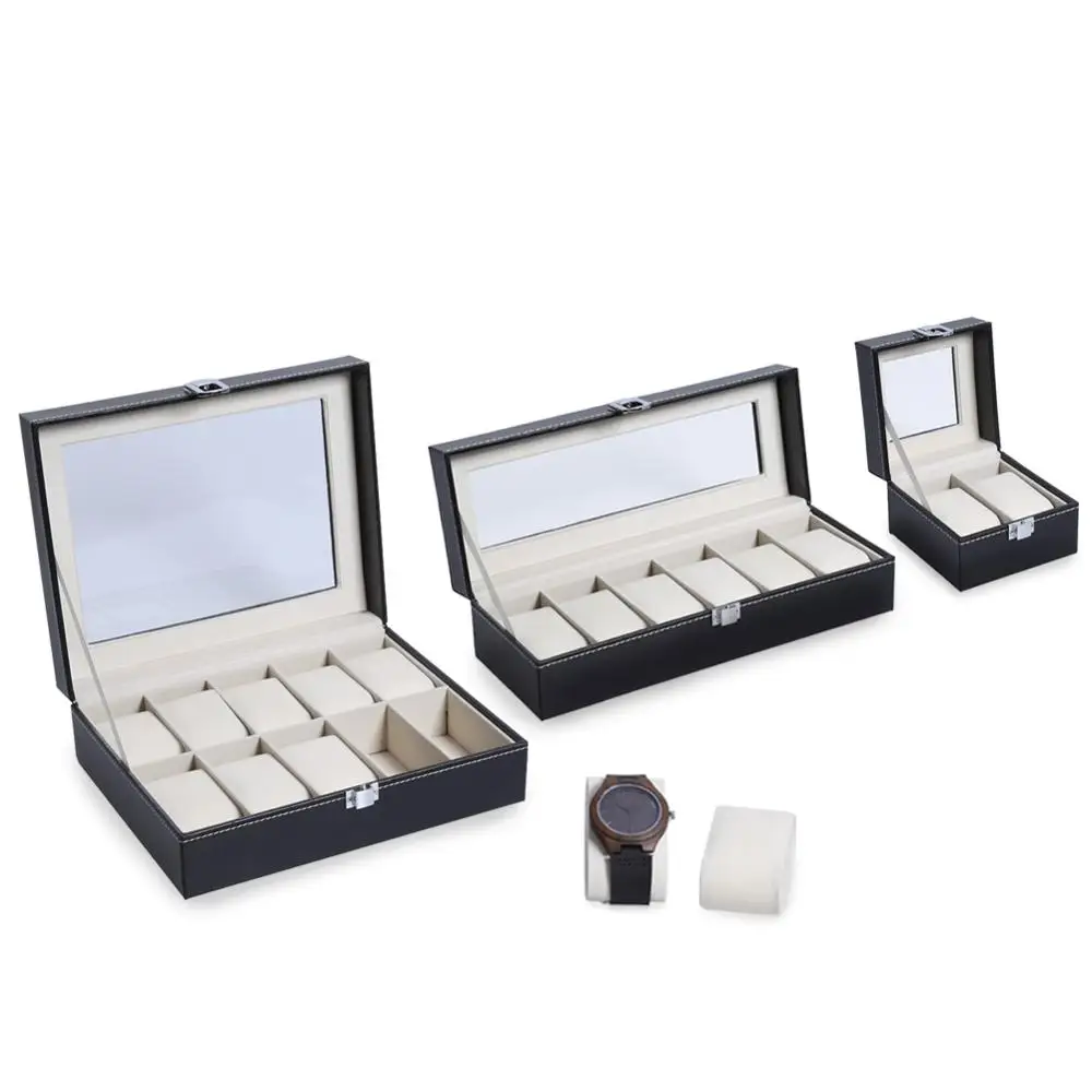 2/3/6/10/12 Grids PU Leather Watch Box Case Professional Holder Organizer for Clock Watches Jewelry Boxes Case Display best gift