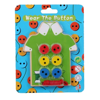 

Wooden Montessori Button Board Toys Threaded Beaded Building Blocks For Kids DIY Handmade Education Toys Gift 1 Set
