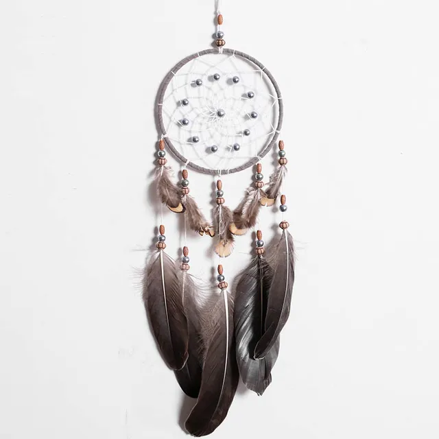 Original silver gray dream catcher 2 ring Indian feather hanging art gifts to bestie friends creative valentine's day gifts U