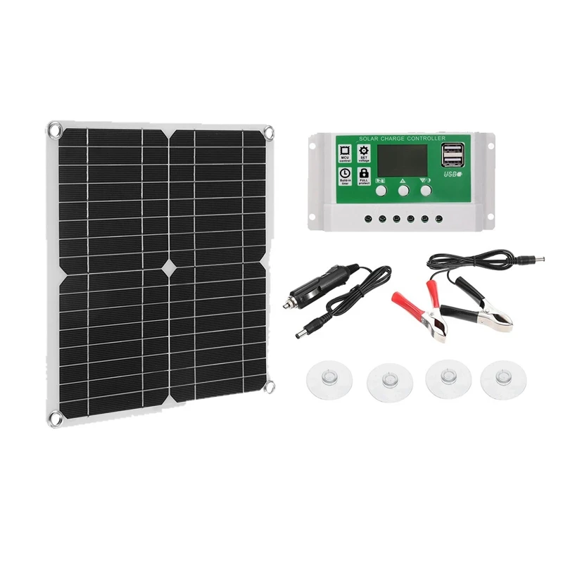 12W Solar Panel Dual USB Sun Power Cells Bank Pack 100A Controller IP65 Waterproof For Outdoor Camping Hiking Promotion | Строительство