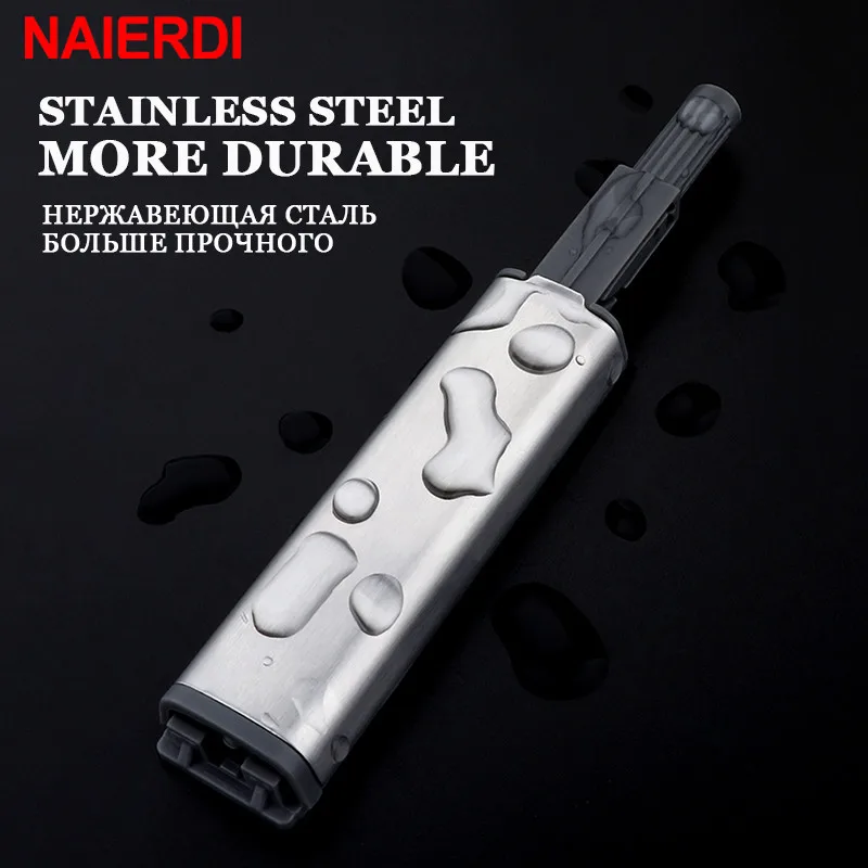 10PCS NAIERDI Door Stopper Cabinet Catches Stainless Steel Push to Open Touch Damper er Soft Quiet Closer Furniture Hardware door catches door stops cabinet door stop