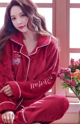 StyleJ Пижама женская уплотненная фланель пижама костюм домашняя одежда девочка коралловый флис осень зима длинный рукав Милая Ночная рубашка H5631 - Цвет: StyleJ