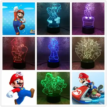 

Super Mario Figure Toys Luigi Yoshi Toad Donkey Kong Bowser Goomba Bomb Wario Waluigi Diddy Ghost Figurine Night Light Child Toy