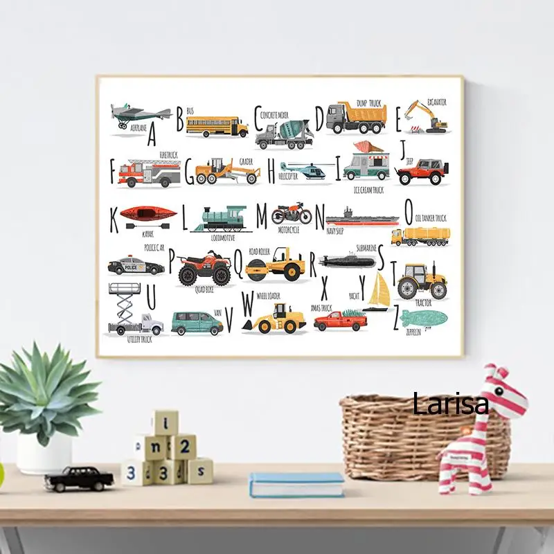 

Nursery Kids Room Decoration Cartoon Car Picture for Baby Room Decor Canvas Painting On Wall Loft Art Prints Frameless