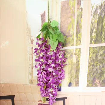 

1PCS 70 Cm 5 Fork Artificial Silk Wisteria Fake Garden Hanging Flower Plant Vine Home Wedding Party Event Decor