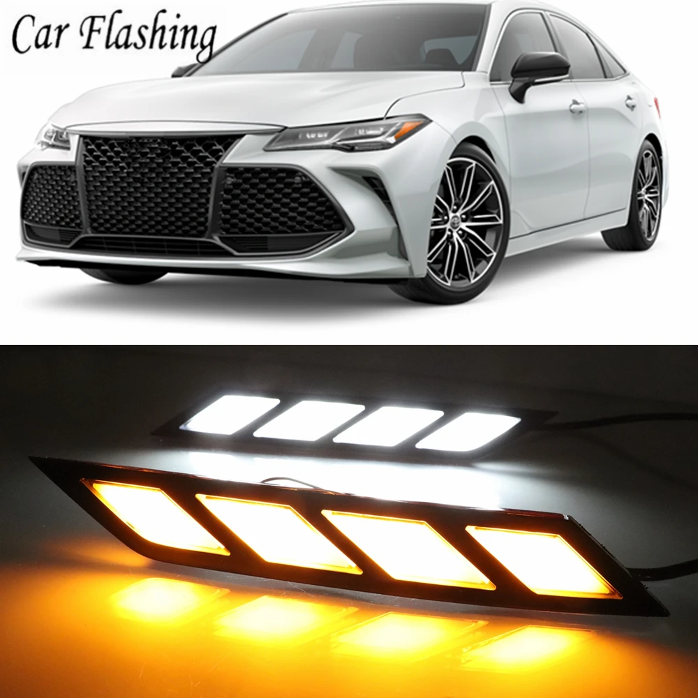 Car Flashing 1pair Drl For Toyota Avalon 2018 2019 Dynamic Yellow Turn