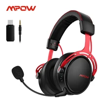 Mpow ar 2.4g sem fio jogos fone de ouvido para ps5/ps4/pc computador fone de ouvido com cancelamento de ruído microfone transmissor usb para computador gamer