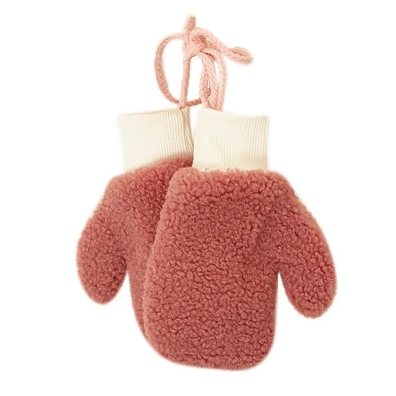 Новые детские перчатки с мультипликационным принтом на шее, двойные толстые теплые перчатки, зимние перчатки для маленьких мальчиков и девочек