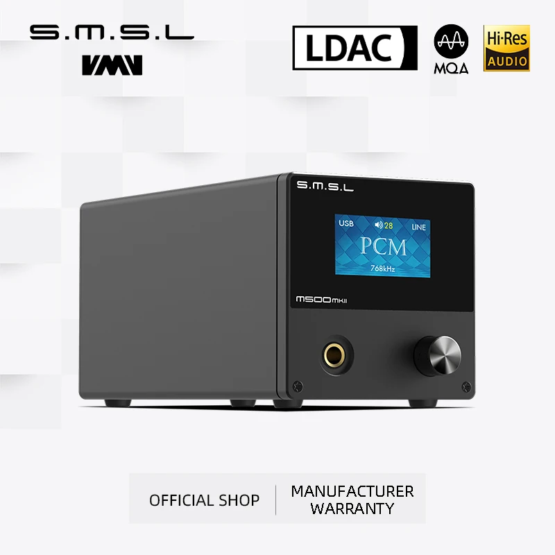 SMSL M500MKII Audio DAC &amp Headphone Amplifier MQA-CD Bluetooth ES9038PRO DSD512 XU216 32bit 768kHz AptX HD With Remote Control |