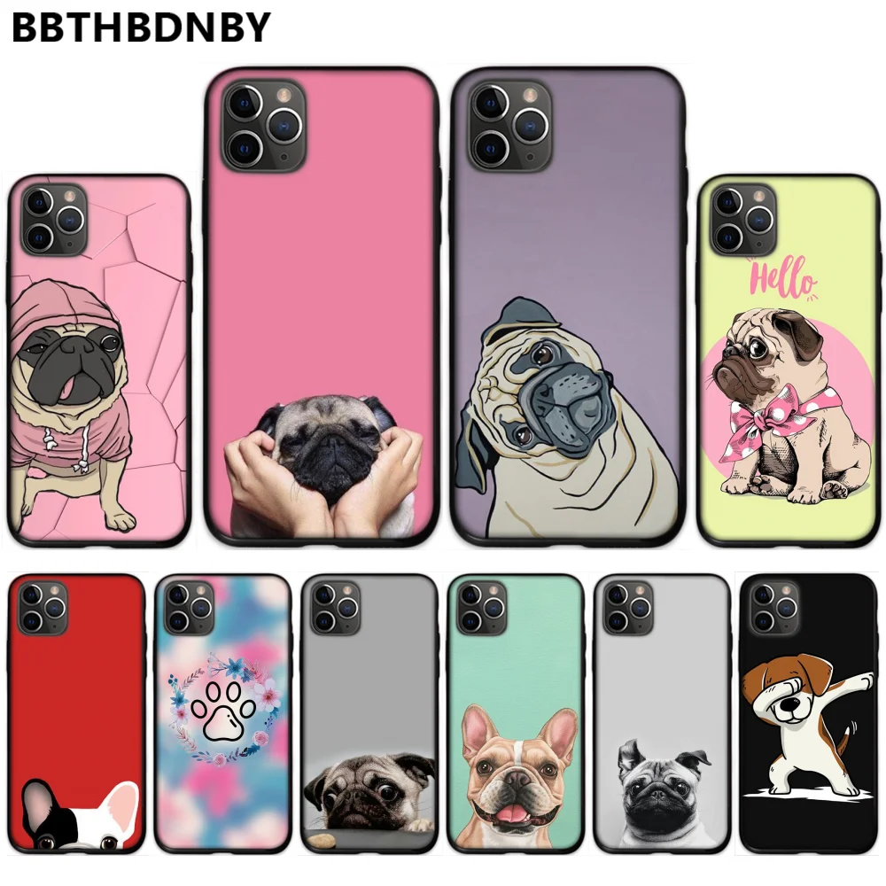 Милый чехол для телефона с изображением мопса французского бульдога Bling iphone 5 5S SE