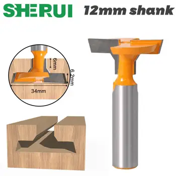 

1pcs Top Quality T-Slot & T-Track Hypotenuse T knife Slotting Router Bit 12mm Shank For Woodworking Chisel Cutter
