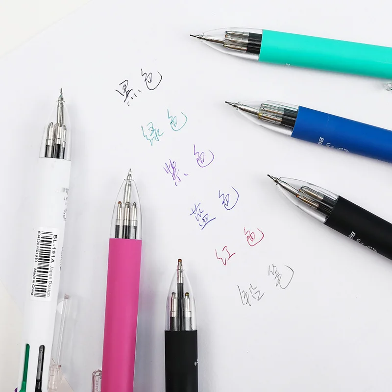 패션 멀티 컬러 펜, 창의적인 볼펜, 다채로운 개폐식 볼펜, 문구류 쓰기, 다기능 펜, 6in 1