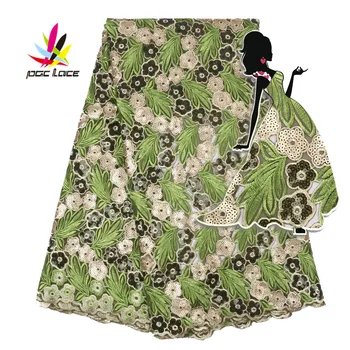 

Lace Fabric Handmade Africa Sequin Embroidered Mesh 3D Latest Lace Designs Decorative Flowers Applique for Dress AMY2637B